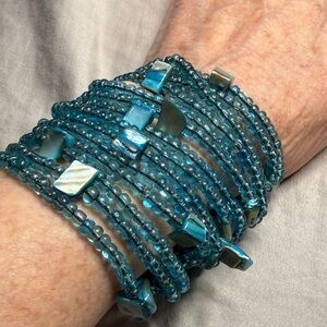 Blue Beaded Wrap Bracelet